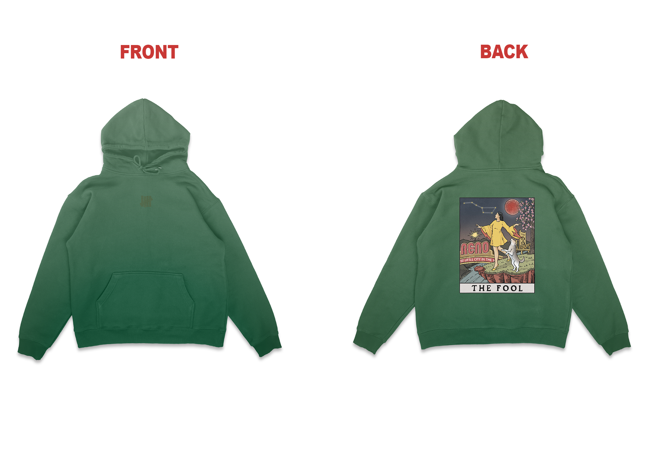 The Fool — Green Hoodie Mockup